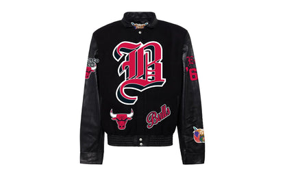 Chicago Bulls Wool & Leather Old English Varsity Jacket "Black" NBA CHI BUL 109