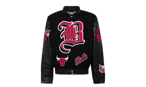 Chicago Bulls Wool & Leather Old English Varsity Jacket "Black" NBA CHI BUL 109
