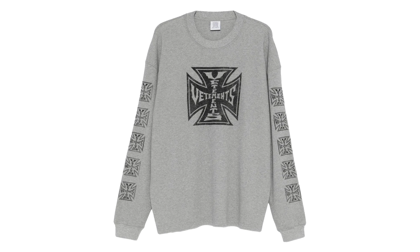 Biker Cross Waffle Long-Sleeve "Grey Melange" ME76LS181G GREY