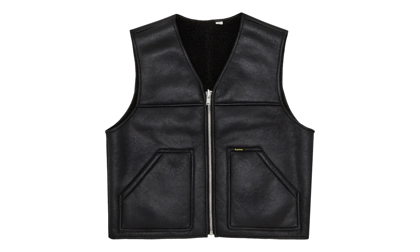 Reversible Faux Shearling Work Vest "FW24 - Black" SU27215