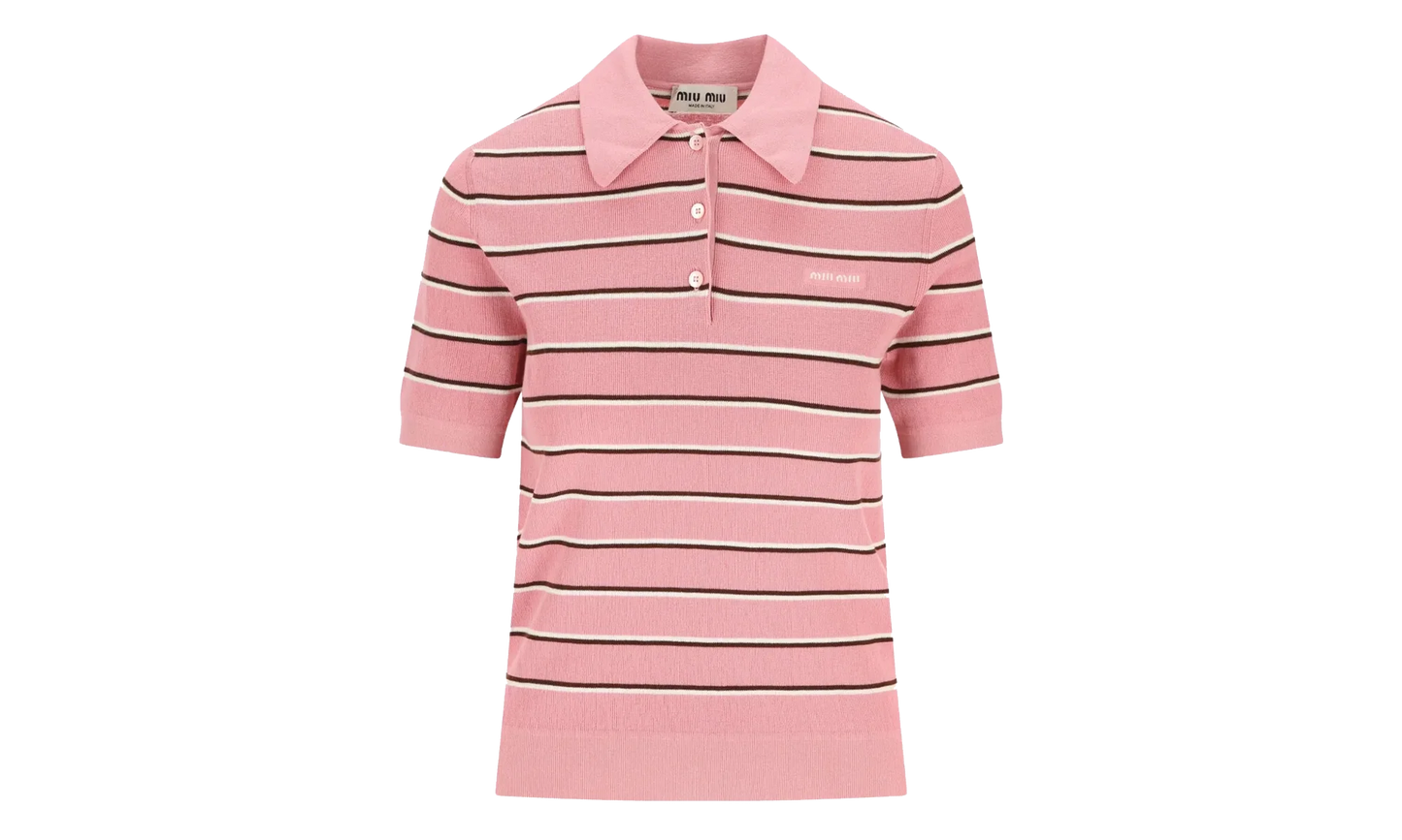 Striped Cotton Knit Polo Shirt WMNS "Pink" MMLB35 183M F0028