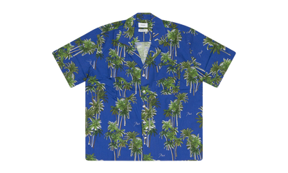 Searsucker Hawaiian Button-down Shirt "Blue" RHD-MTPS-0094