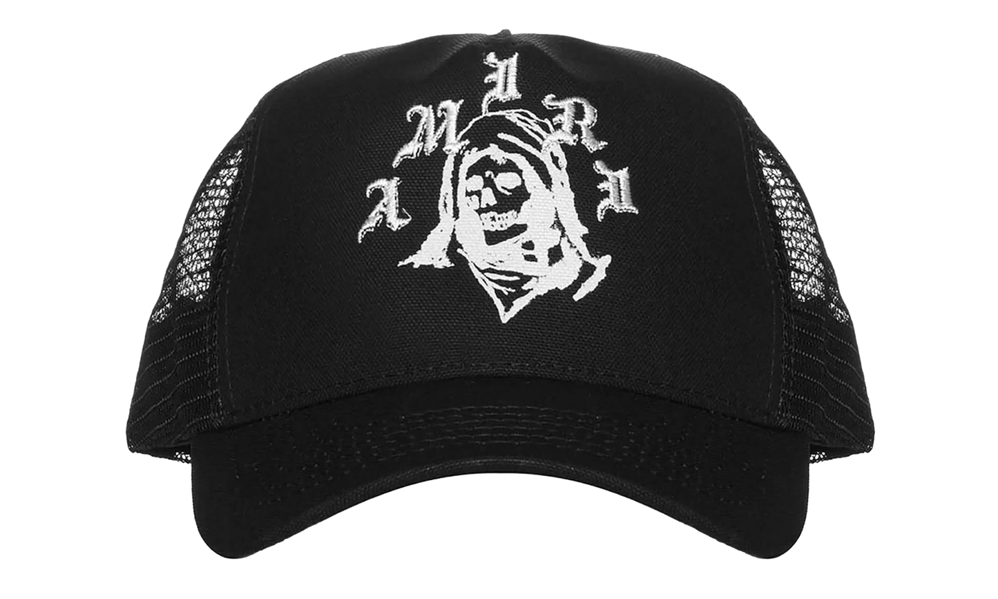 Amiri x Wes Lang Reaper Logo Trucker Hat "Black White" AW22MAH012-004