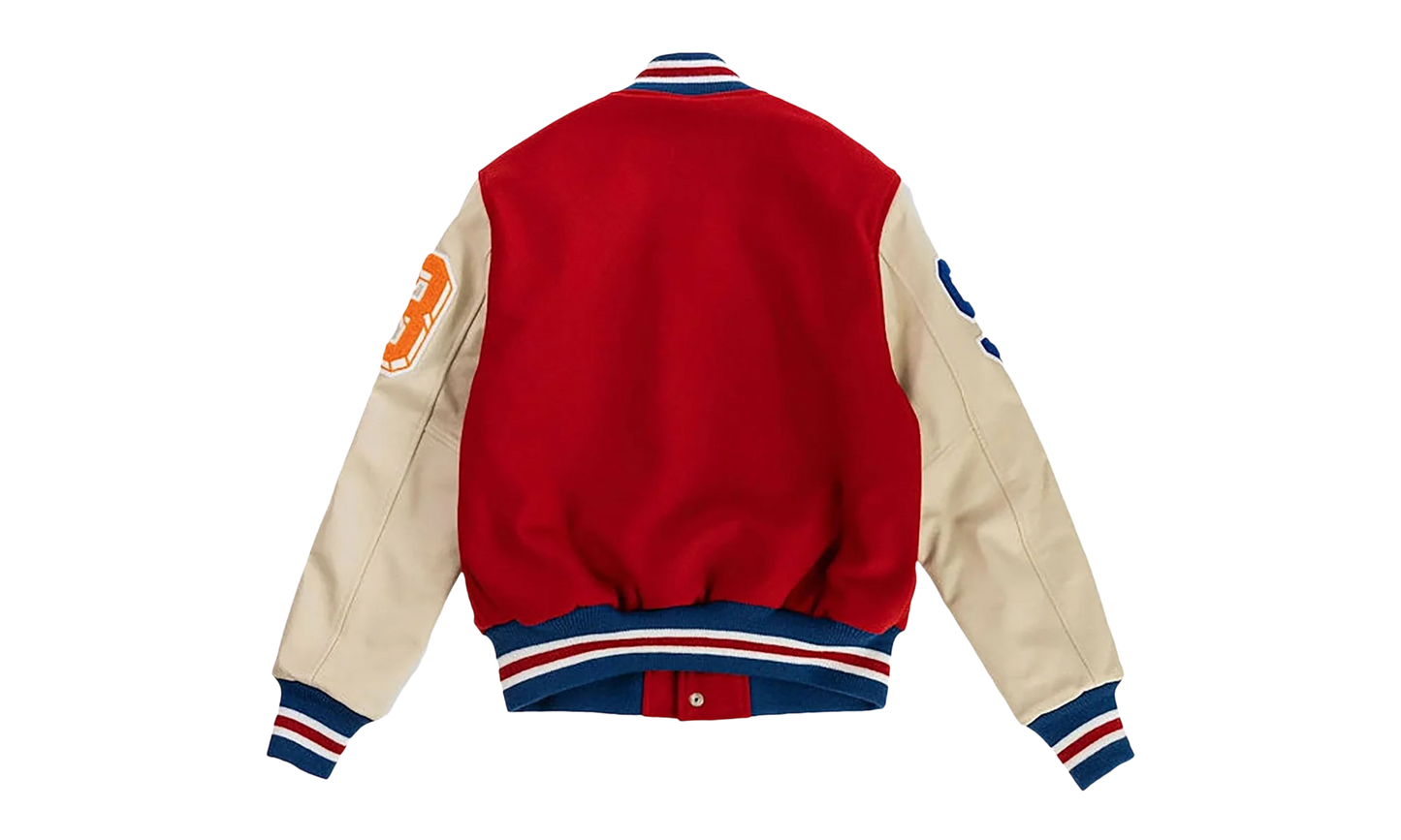 EE VARSITY LETTERMAN WOOL/LEATHER JACKET "Red/Yellow" EE828