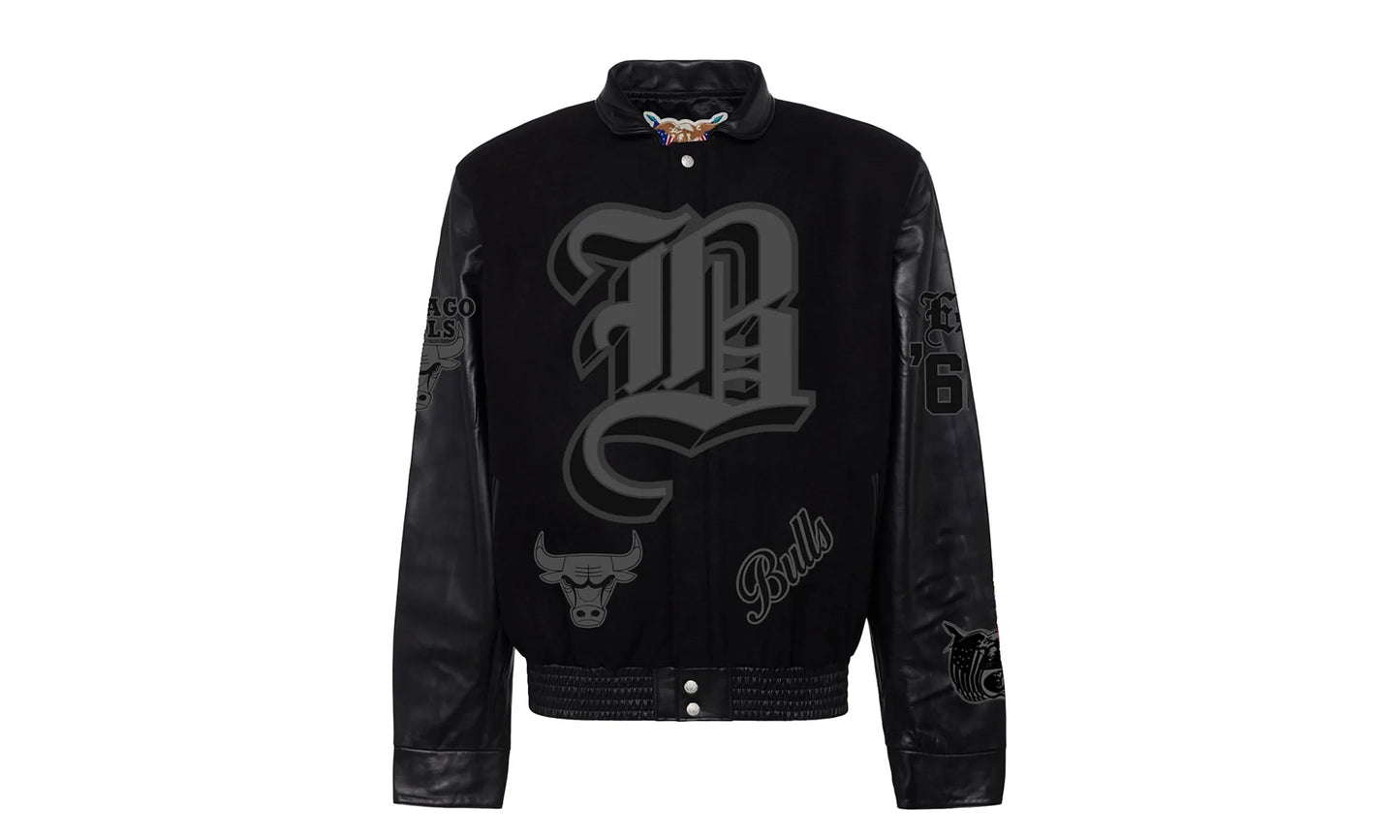 Chicago Bulls Wool & Leather Old English Varsity Jacket "Black" NBA CHI BUL 101
