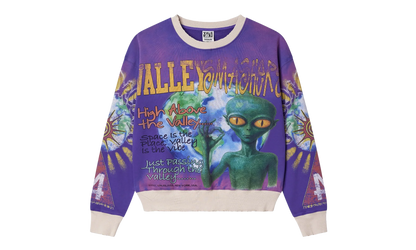 Space Alien Crewneck Sweatshirt "Purple" VAL55