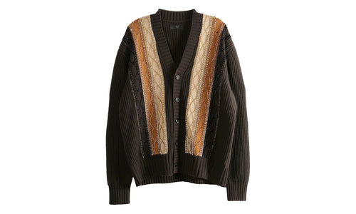 Embellished Striped Cardigan "DARK BROWN" AMKNCD1070