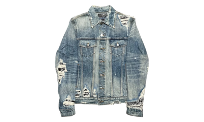 Bandana Distressed Denim Jacket "Indigo Black" ABBDJB