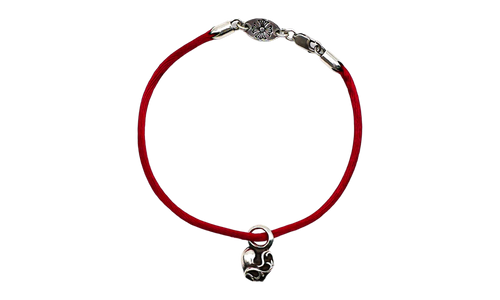 Silver Heart Vine Pendant String Bracelet "Red" CHRM1194
