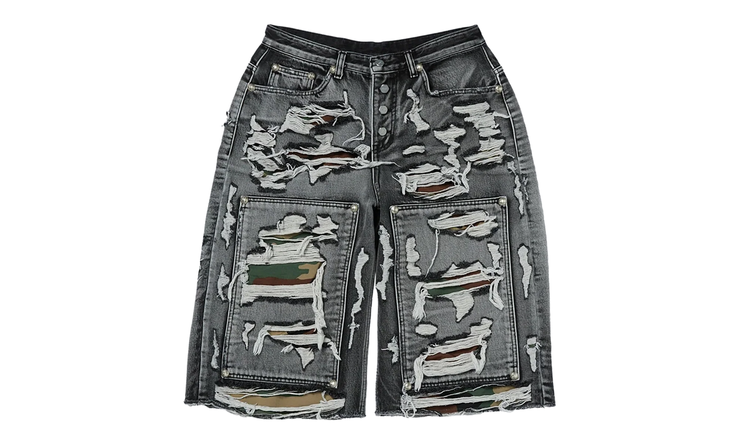 Hell Camo Denim Shorts "Black" TC25PT2202