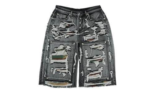 Hell Camo Denim Shorts "Black" TC25PT2202