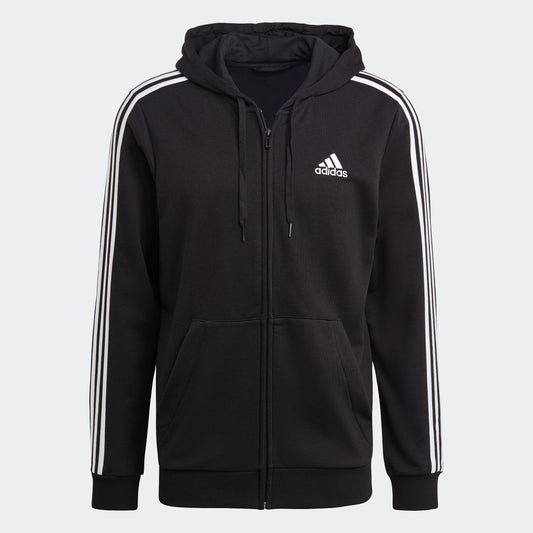 Men's adidas Essentials French Terry 3-Stripes Full-Zip Hoodie