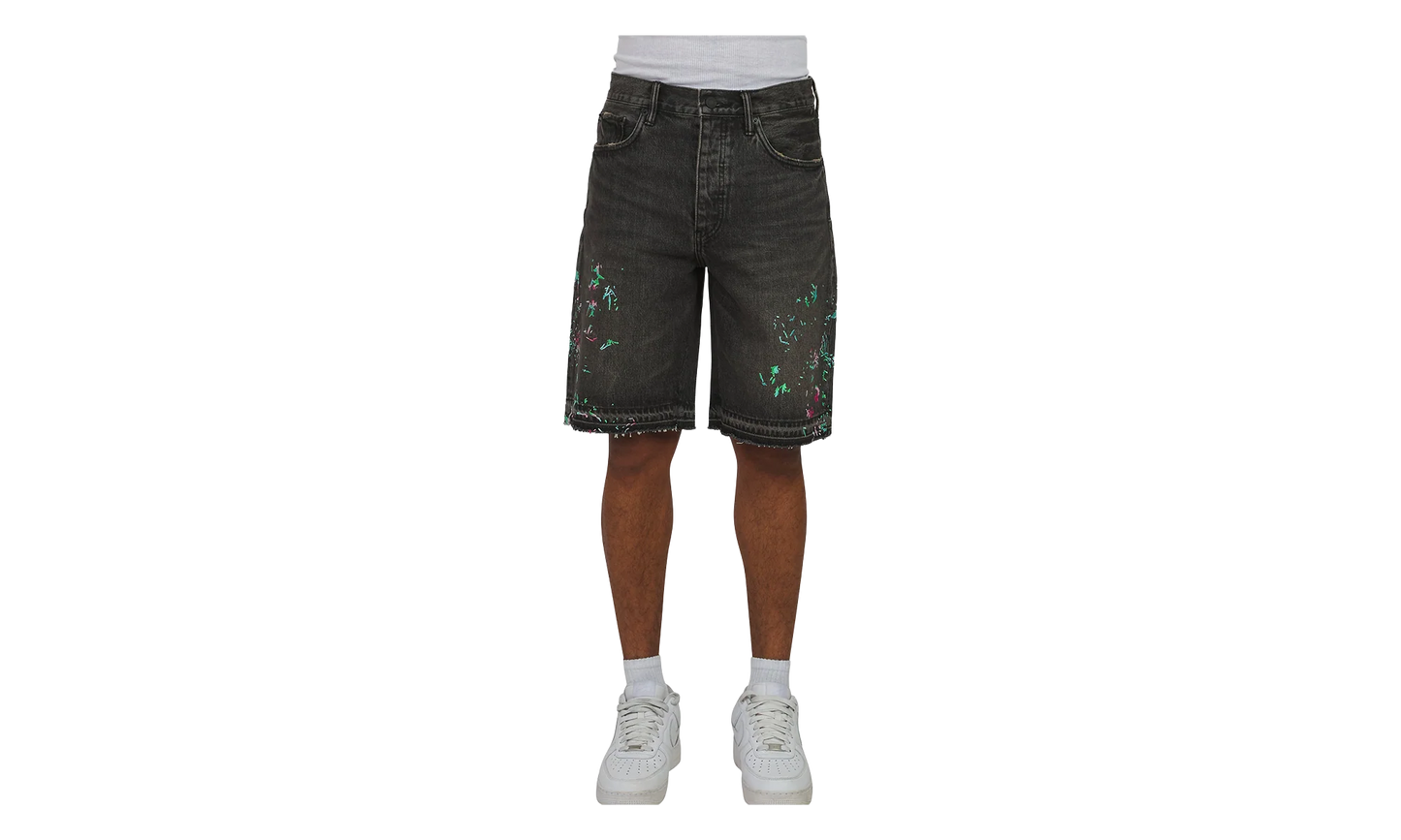 Splatter Embroidery Denim Shorts "Black" P059 UBSB226