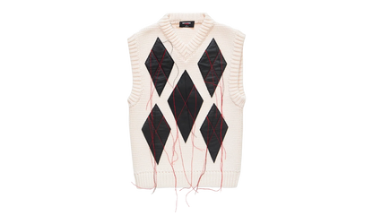 Magliano Leather Argyle Knit Vest "Raw White" S71HA1373D13169102