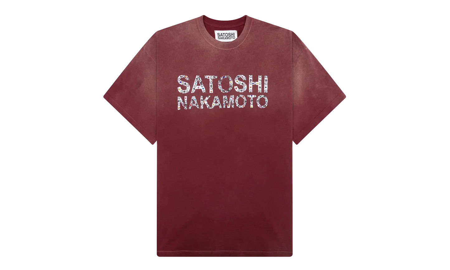 Pearl Studded Logo Tee "Burgundy" SAT004