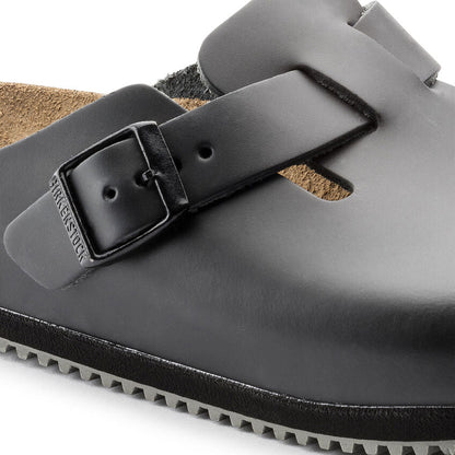 Boston Leather Super Grip Classic Footbed Clog in Black