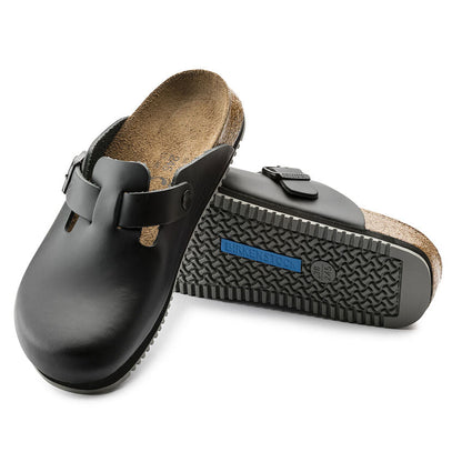 Boston Leather Super Grip Classic Footbed Clog in Black