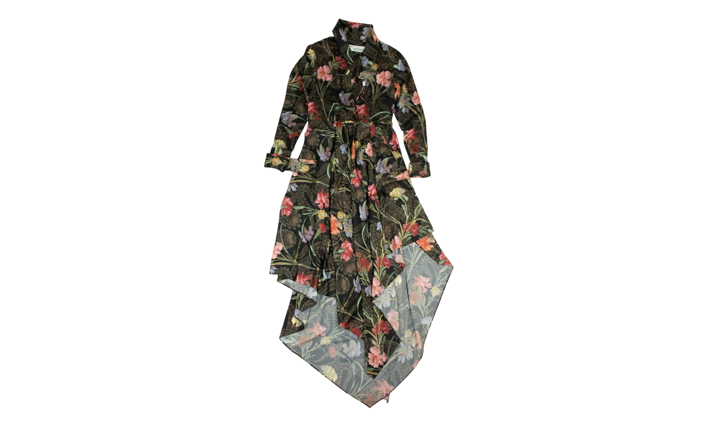 Floral Long Draped Dress "Black" 82NGG-OW-254
