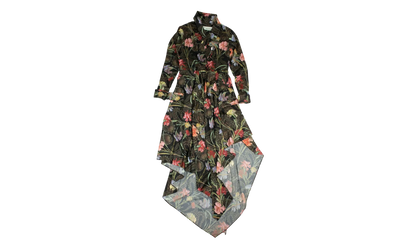 Floral Long Draped Dress "Black" 82NGG-OW-254