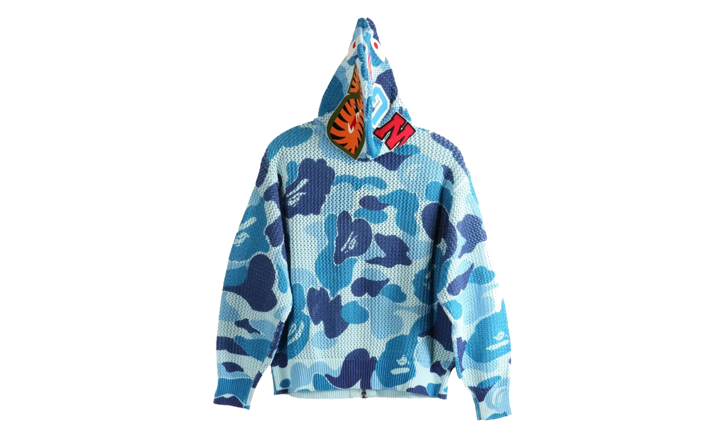 ABC Camo Crochet Relaxed Fit Shark Full Zip Hoodie "Blue Camo" 1L30115306 BLU