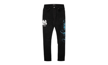 MA New York Airbrush Logo Jeans "Overdyed Black Blue White" AMDNSY1178 018