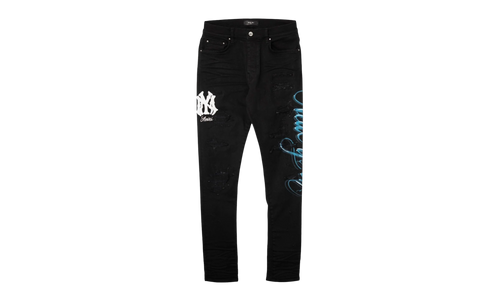 MA New York Airbrush Logo Jeans "Overdyed Black Blue White" AMDNSY1178 018