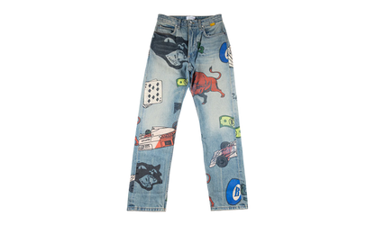 Painted Denim Pants "Indigo" RHD-MJNS-0042