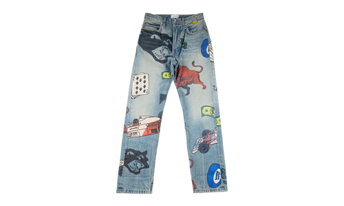 Painted Denim Pants "Indigo" RHD-MJNS-0042