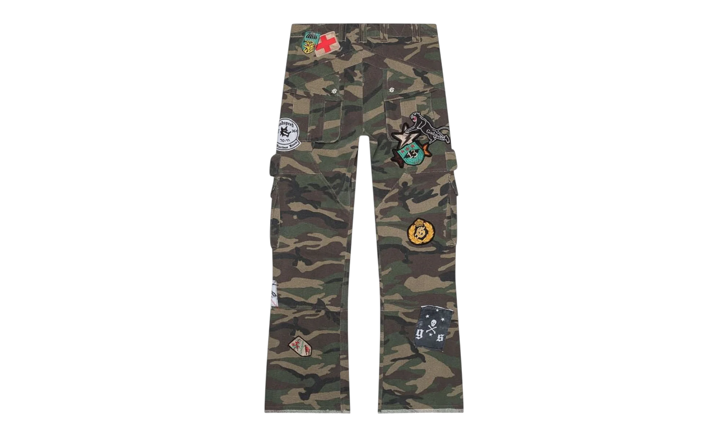 Patchwork Flared Cargo Pants "Camo Green" GS096