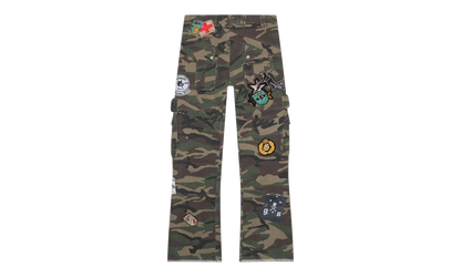 Patchwork Flared Cargo Pants "Camo Green" GS096