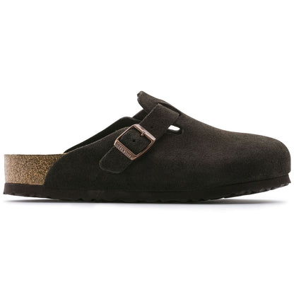 Boston Suede Leather Soft Footbed Clog in Mocha