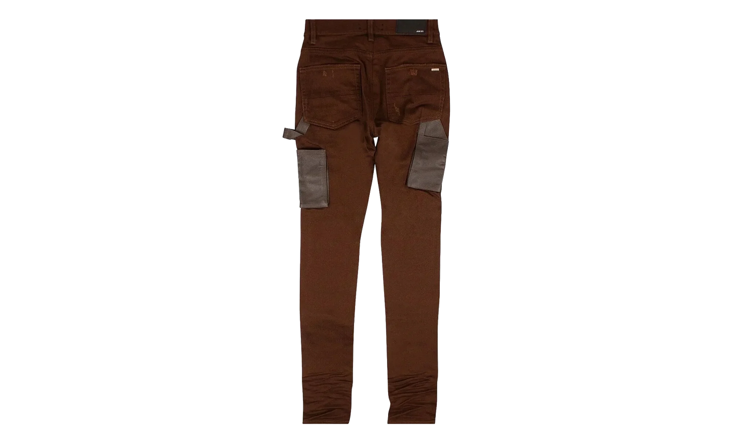 Denim Leather Workman Pants "Brown" MDS121 210
