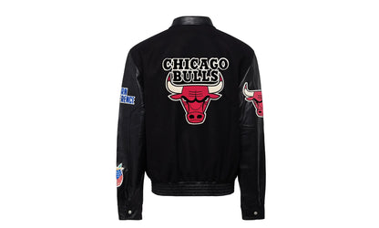Chicago Bulls Blockletter Wool & Leather Jacket "Black" NBA CHI BUL 100