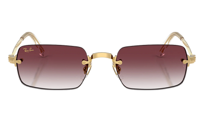 Ray-Ban Rimless "A$AP Rocky - Polished Arista Gold with Clear Gradient Dark Violet Lens" RB3928 001 8H