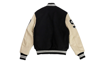 EE VARSITY LETTERMAN WOOL/LEATHER JACKET "Black/Black" EE827