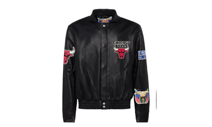 Chicago Bulls Full Leather Jacket Black "Black" NBA CHI BUL 104