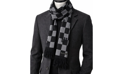 Cashmere Old English Scarf "Black / White" MSK003 004