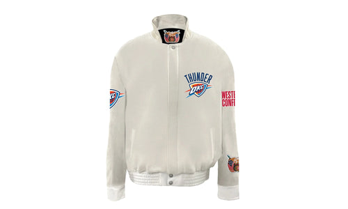 Oklahoma City Thunder Wool & Leather Varsity Jacket "White" NBA 004W OKC