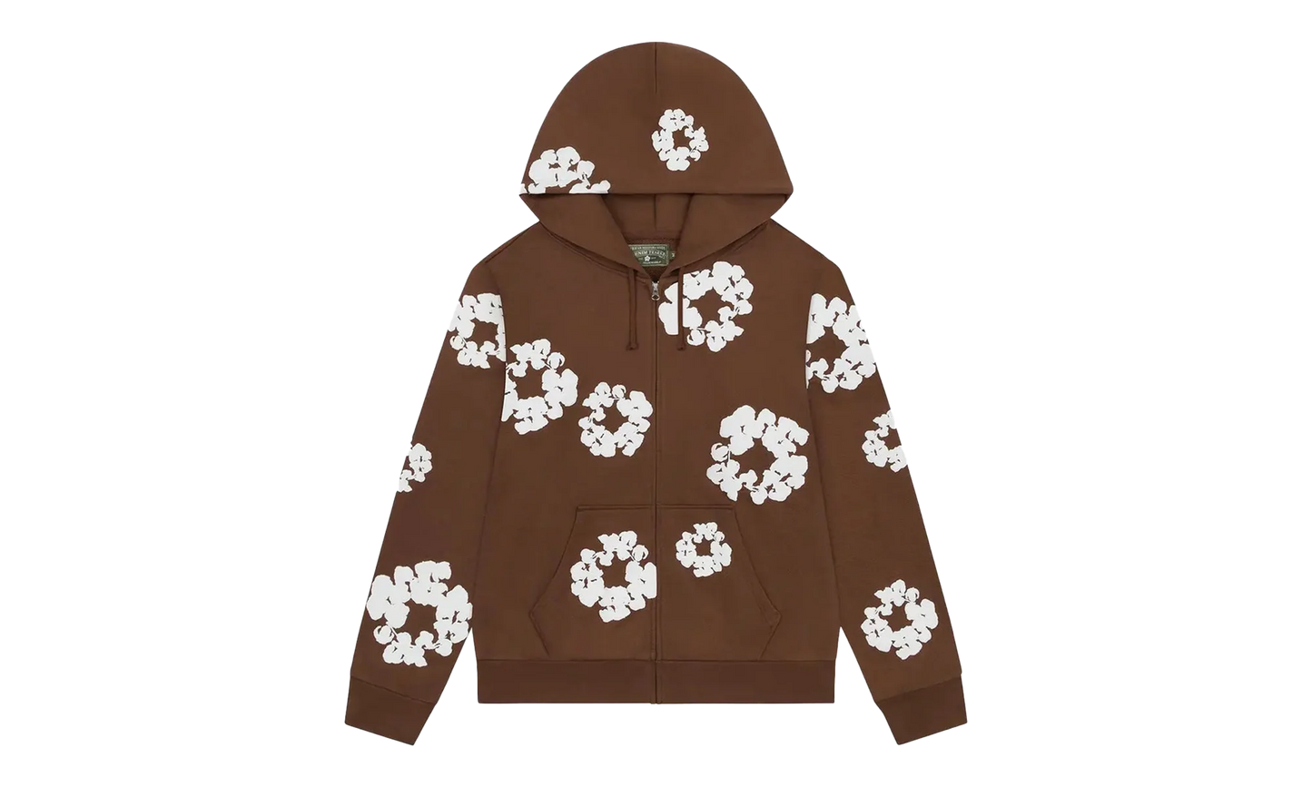 Cotton Wreath Zip Hoodie "Brown" DT451