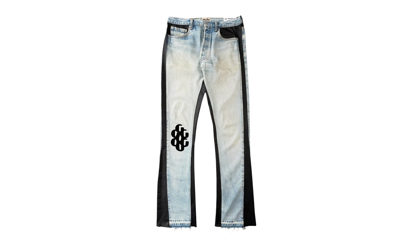 Bronco Leather Flare G Patch Jeans "Indigo Black" GD107