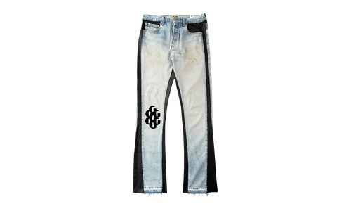 Bronco Leather Flare G Patch Jeans "Indigo Black" GD107