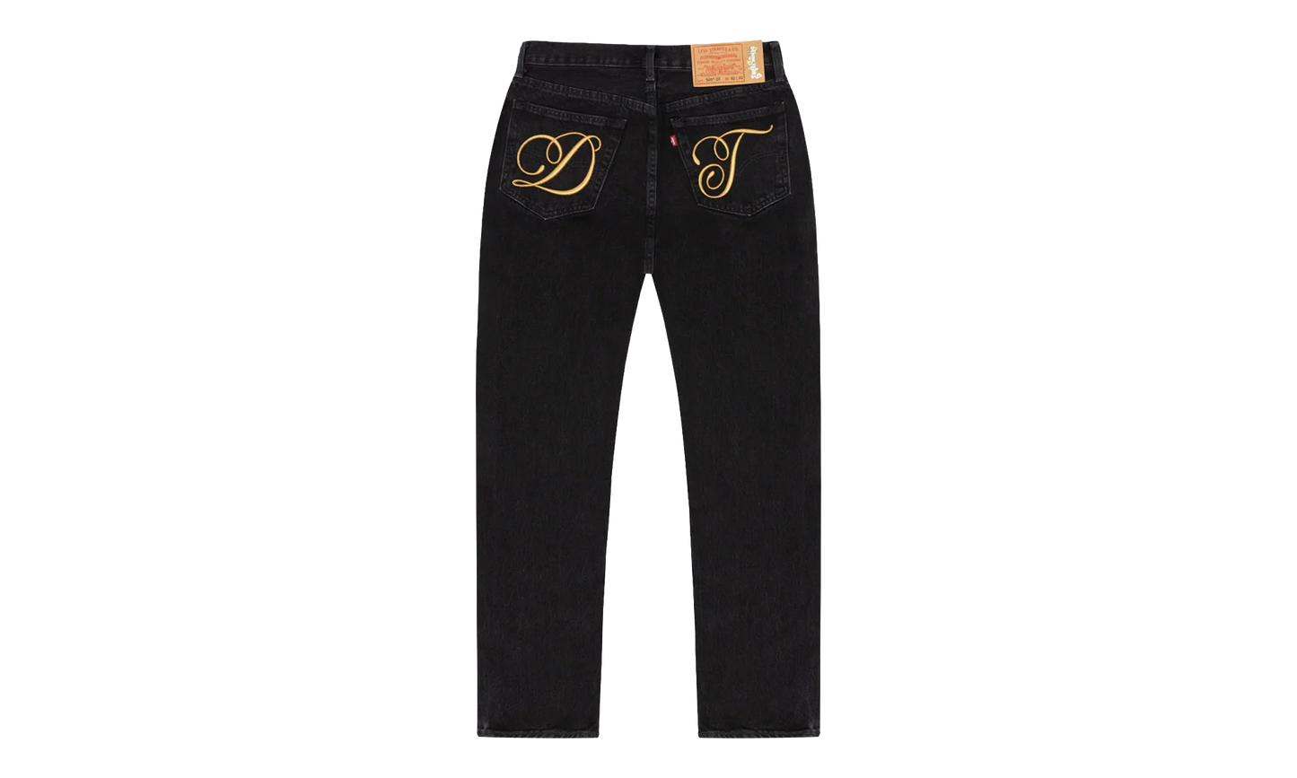 DT Metallic Gold Script 501 Jeans "Black" DT391