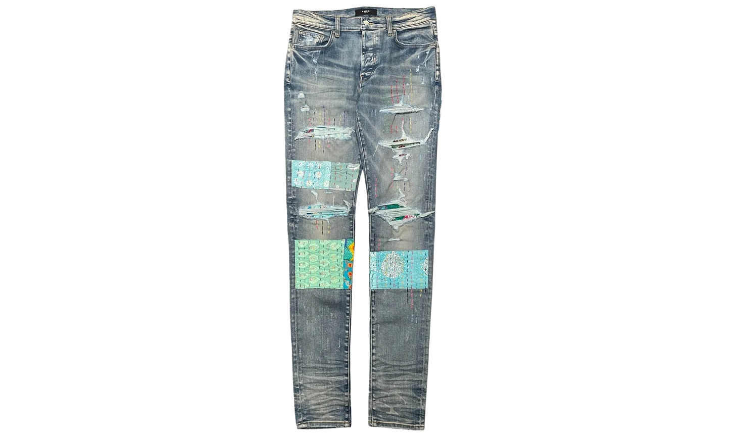 Quilted Art Patch Jeans "Clay Indigo" MDS066 408
