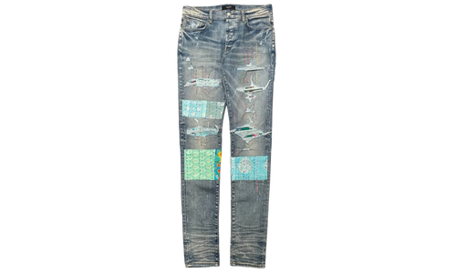 Quilted Art Patch Jeans "Clay Indigo" MDS066 408