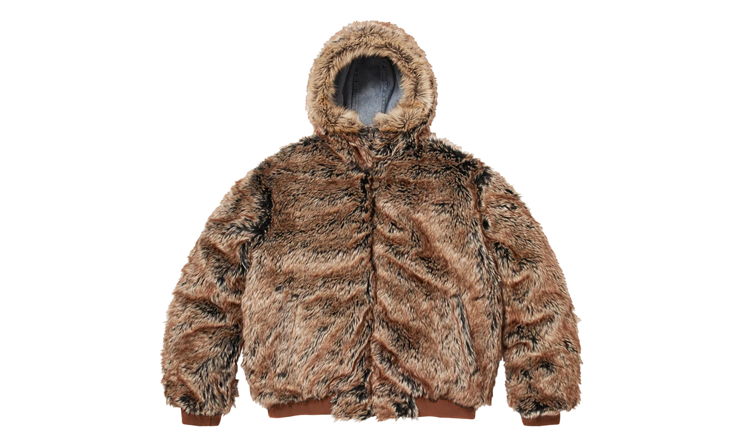 Reversible Faux Fur Hooded Work Jacket "SS26 - Denim" SU27009