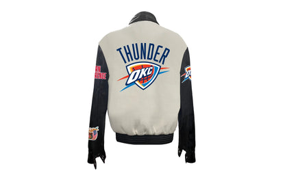 Oklahoma City Thunder Wool & Leather Varsity Jacket "White / Black" NBA 004WHTBLK OKC