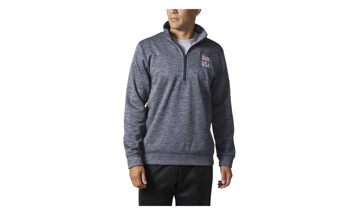 USA Flag Tech Fleece 1/4 Zip Jacket "Collegiate Navy Heathered" CV2273