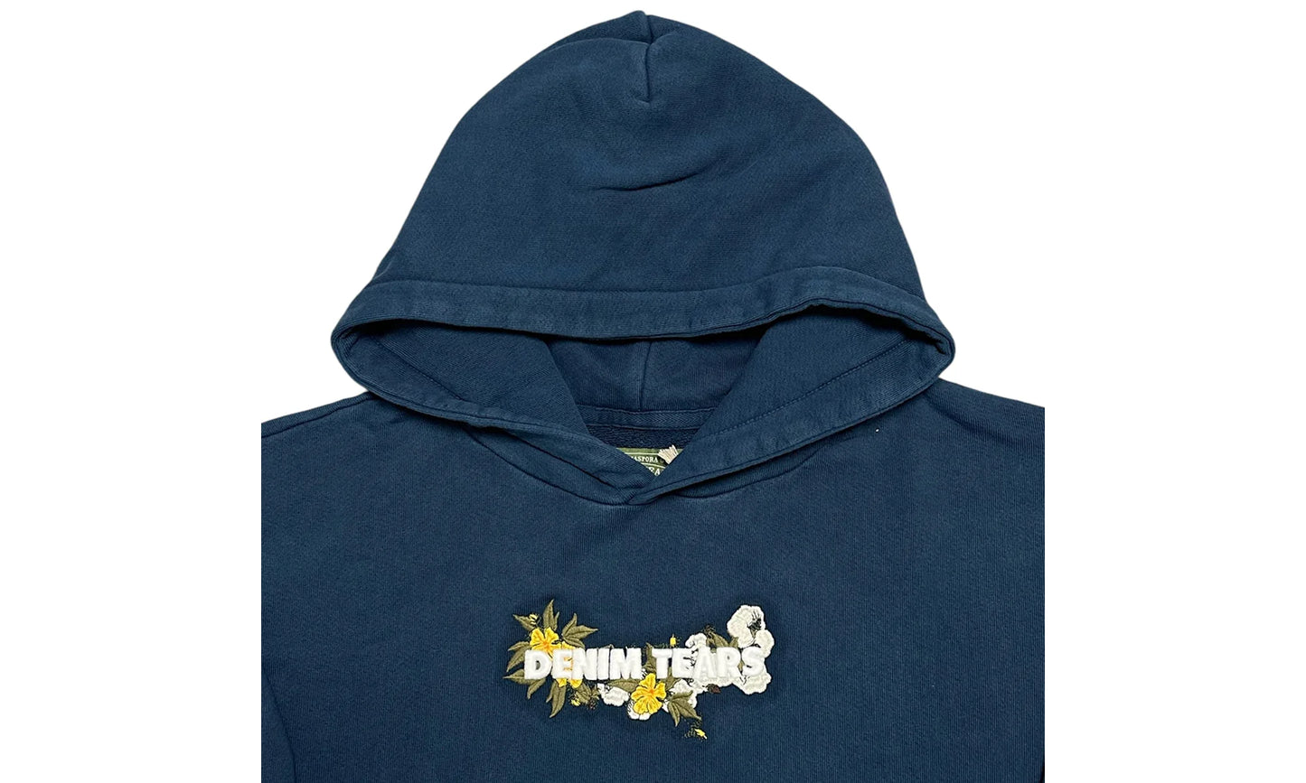 Embroidered Floral Logo Hoodie "Navy" DT282