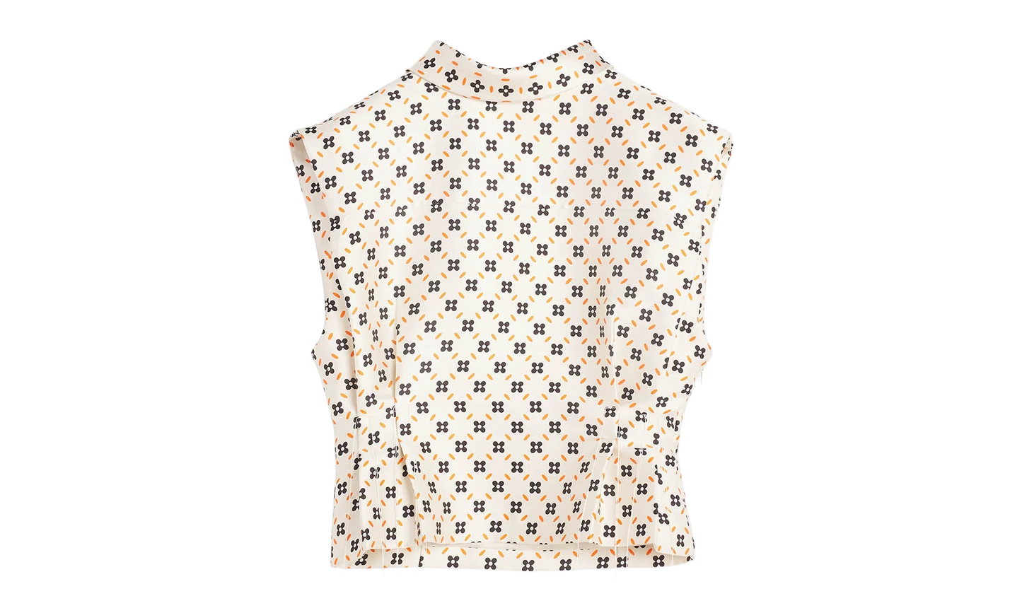 PATTERNED SLEEVELESS CROPPED TOP "CREAM" RW TO0305 5683 E23 002