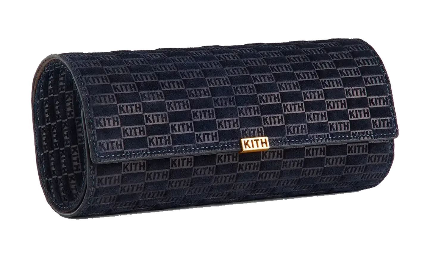 Kithmas Monogram Suede Leather 3-Watch Roll "Ink" KHMSL0039 432